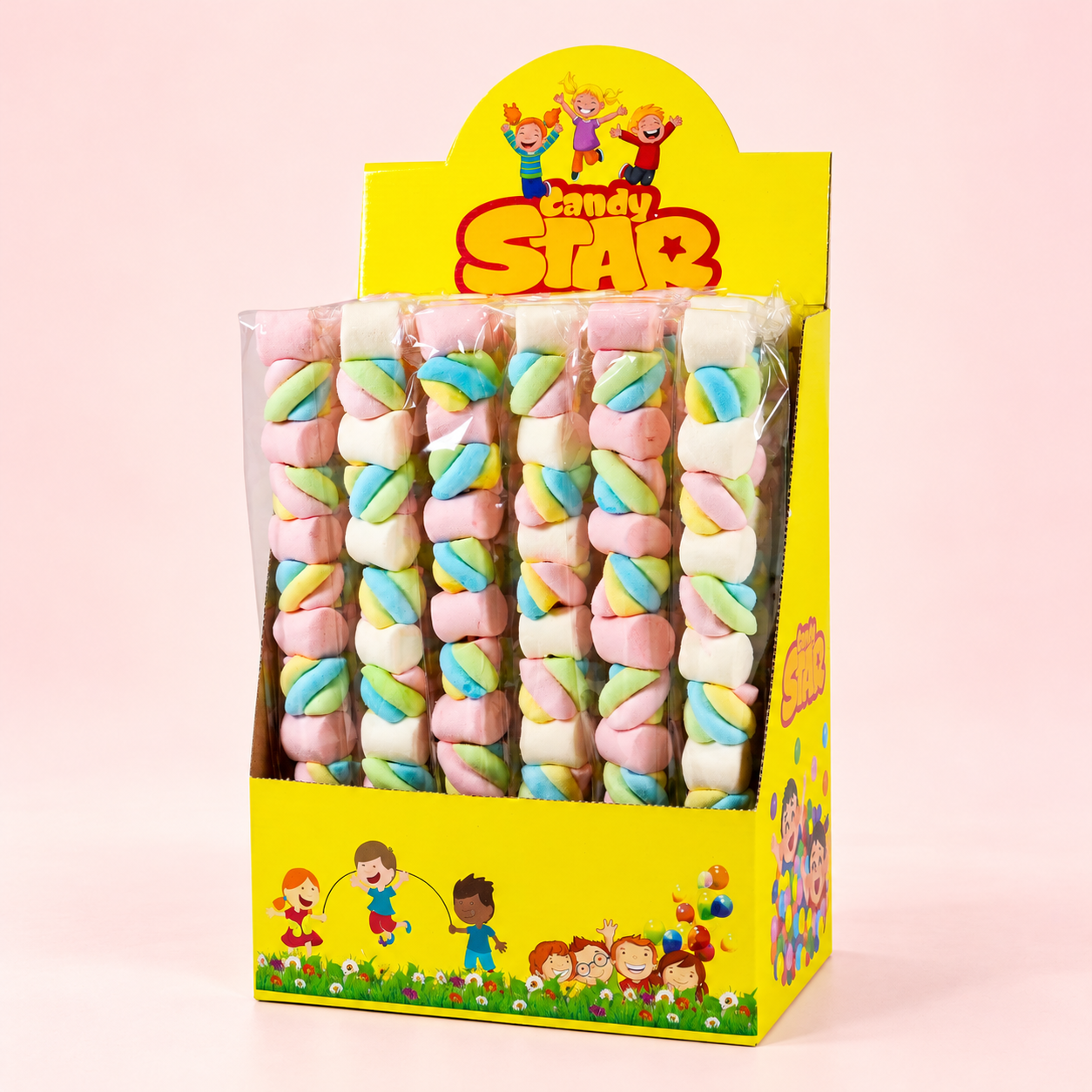 Candy Star Pink White & Twist Marshmallow Lollipop 50 g