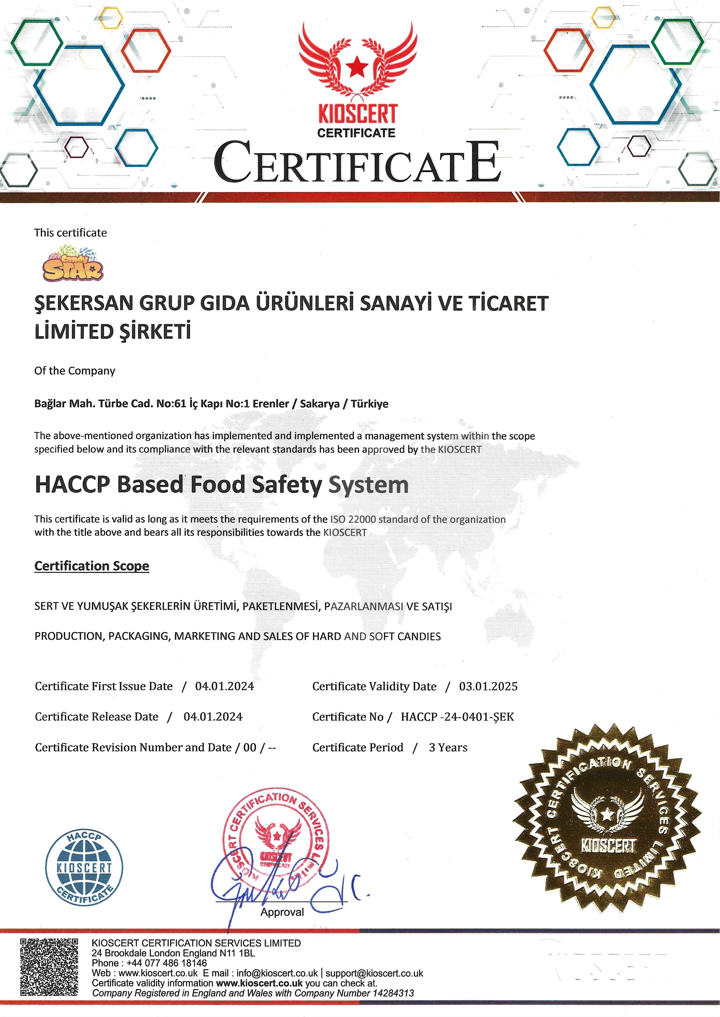 HACCP Kalite Belgesi
