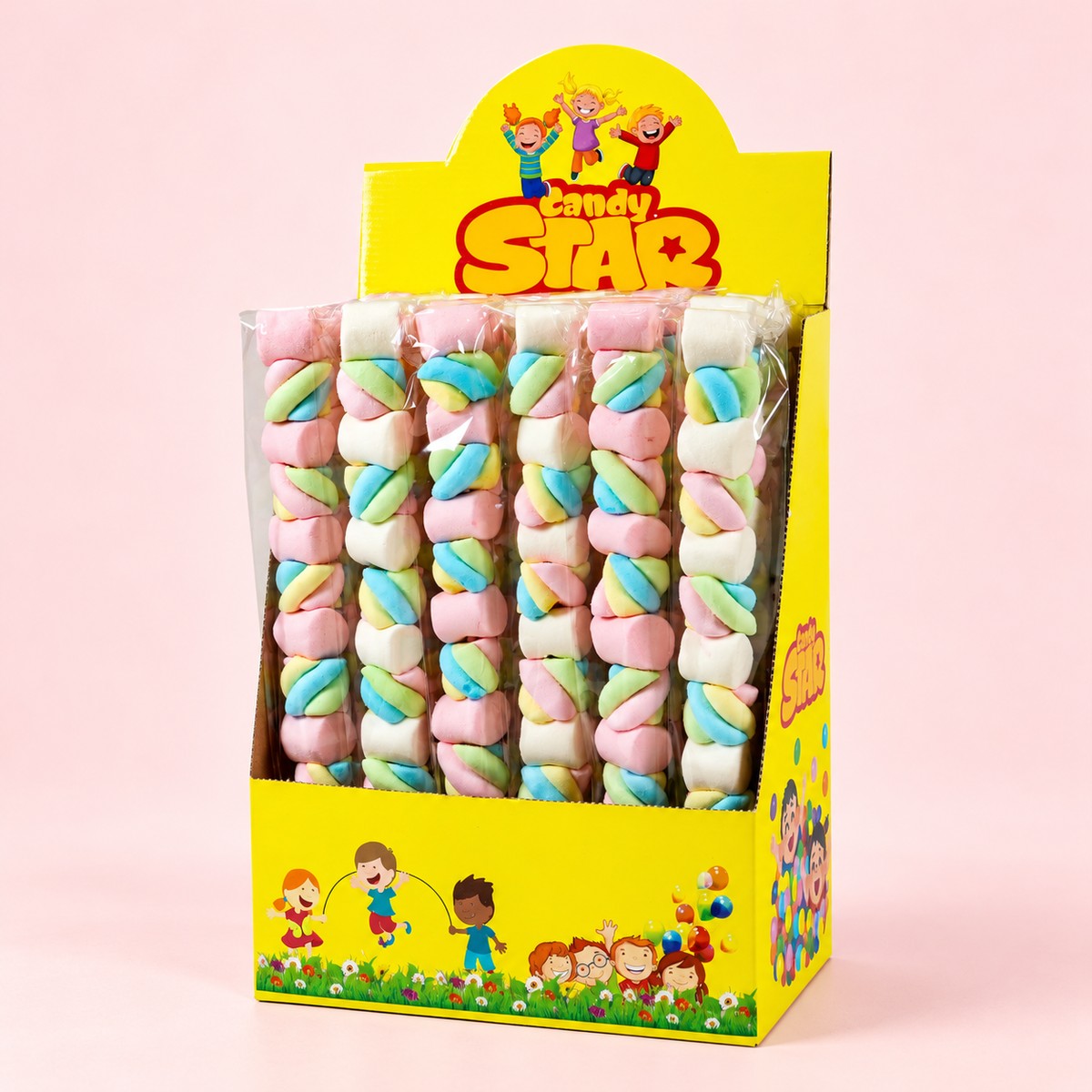 Candy Star Pink White / Twist Marshmallow Lollipop 50 g