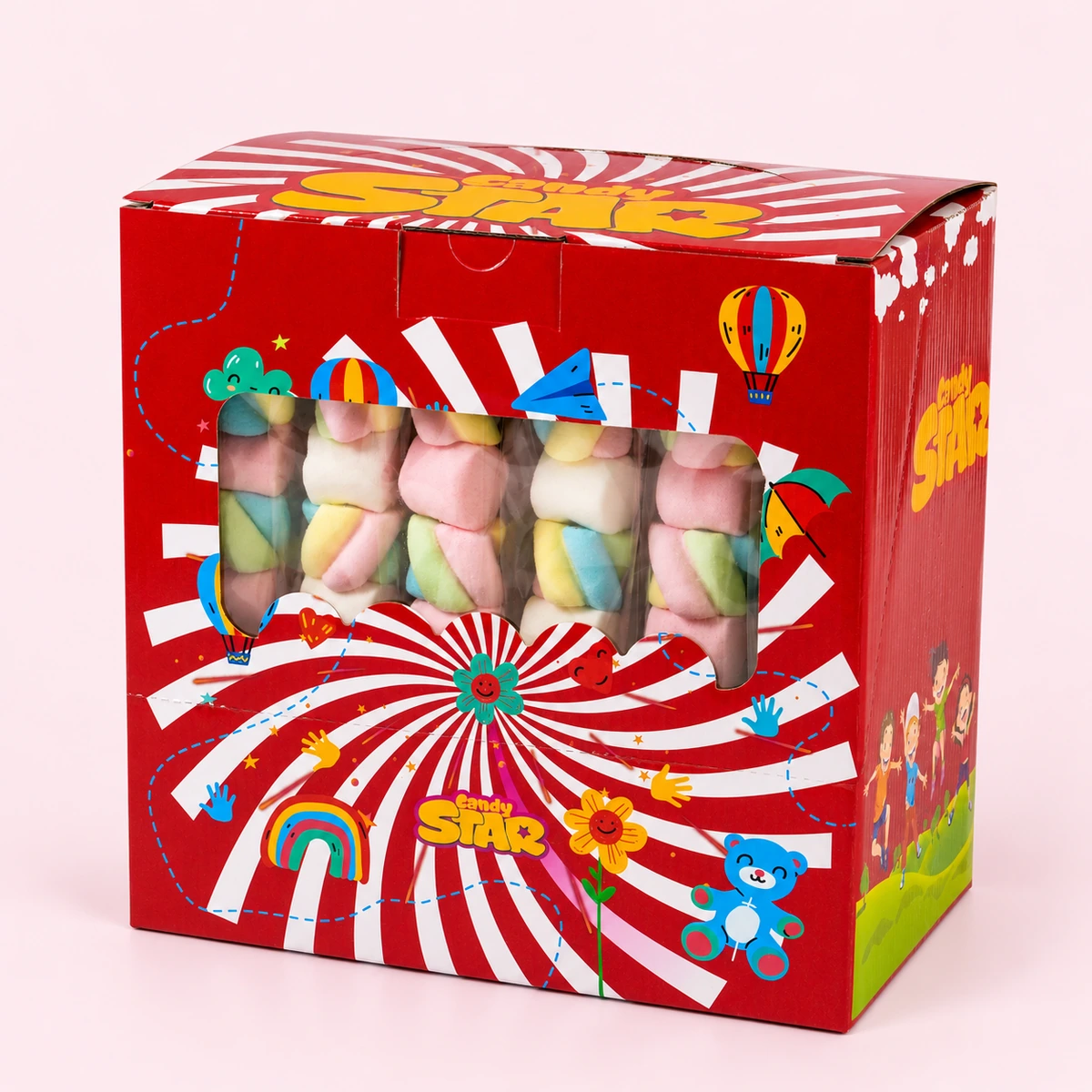 Candy Star Pink White Twist Marshmallow Lollipop 25 g